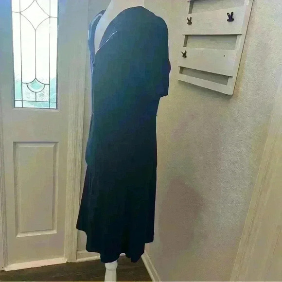 Athleta Black Short Sleeve Fit & Flare Dress with Back Zipper - Picture 7 of 8